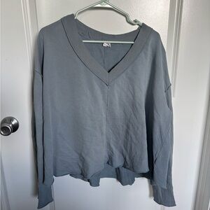 Women's Gray V-Neck Top
